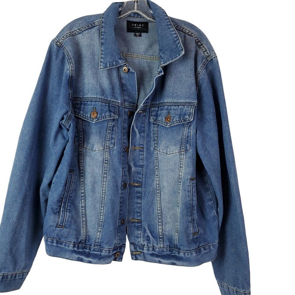 Triot Los‎ Angeles Mens Denim Jean Jacket Washed Blue Classic XL Button Front